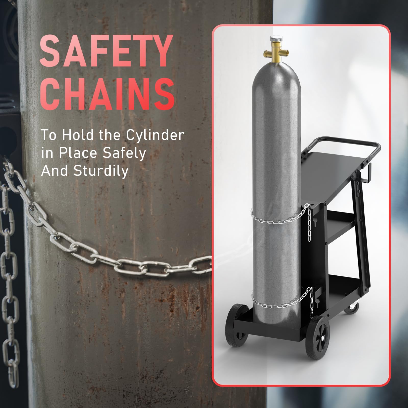 YESWELDER welding cart heavy-duty frame supports up to 260 lb.