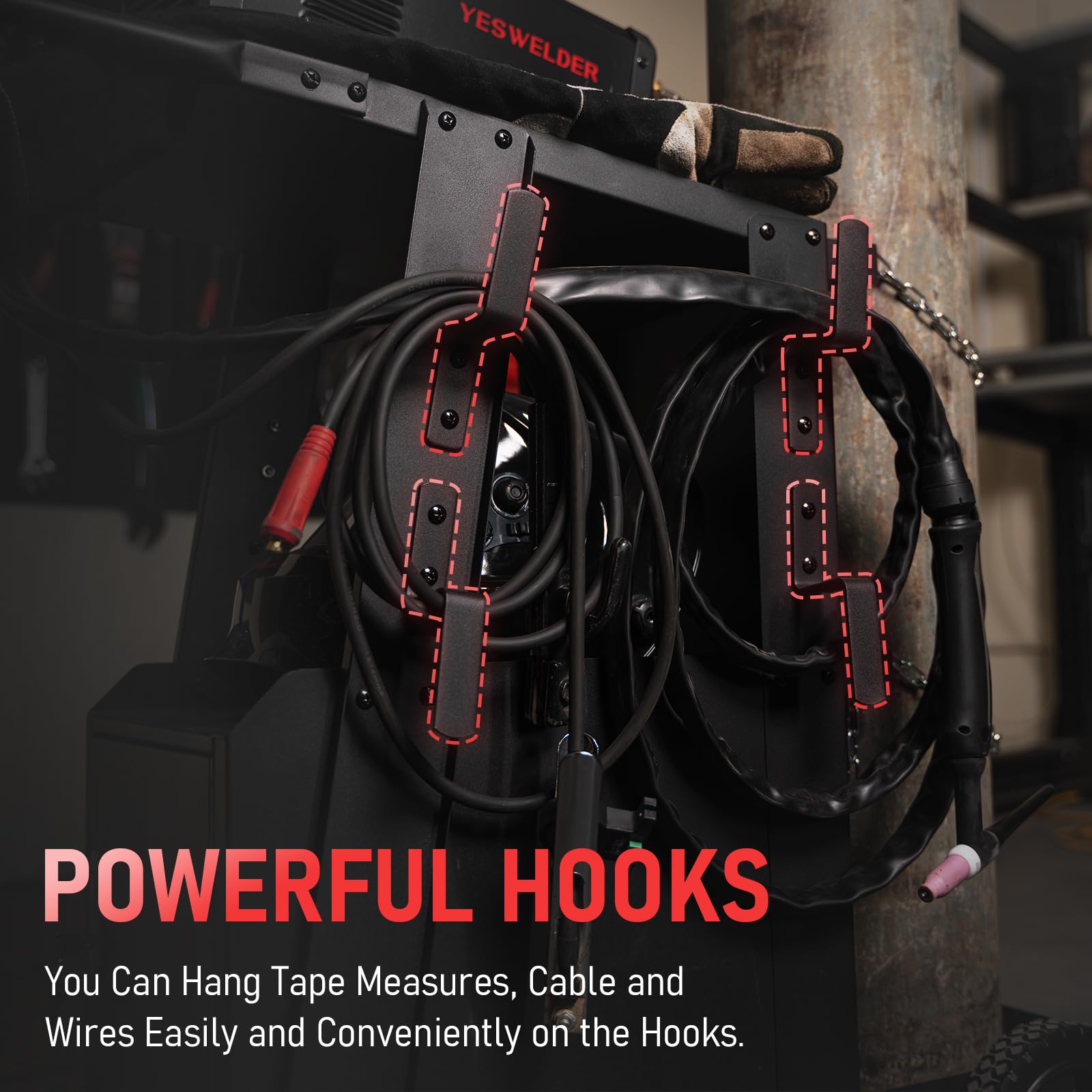 YESWELDER welding cart with side hooks for quick tool access