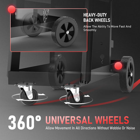 YESWELDER welding cart three-tier storage for tools and PPE.