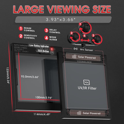 YESWELDER large viewport enabling better alignment and wider weld field view