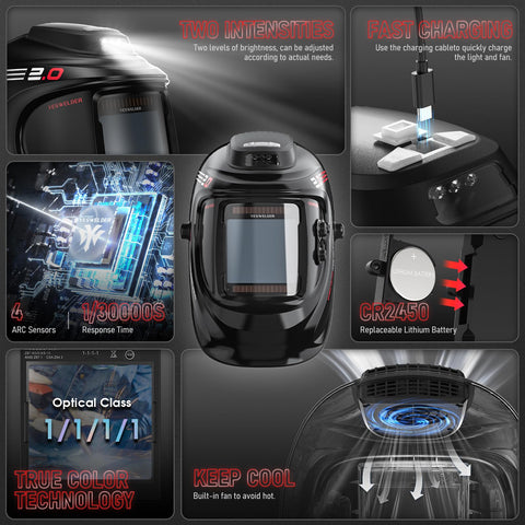 YESWELDER helmet rechargeable fan preventing lens fogging during long sessions