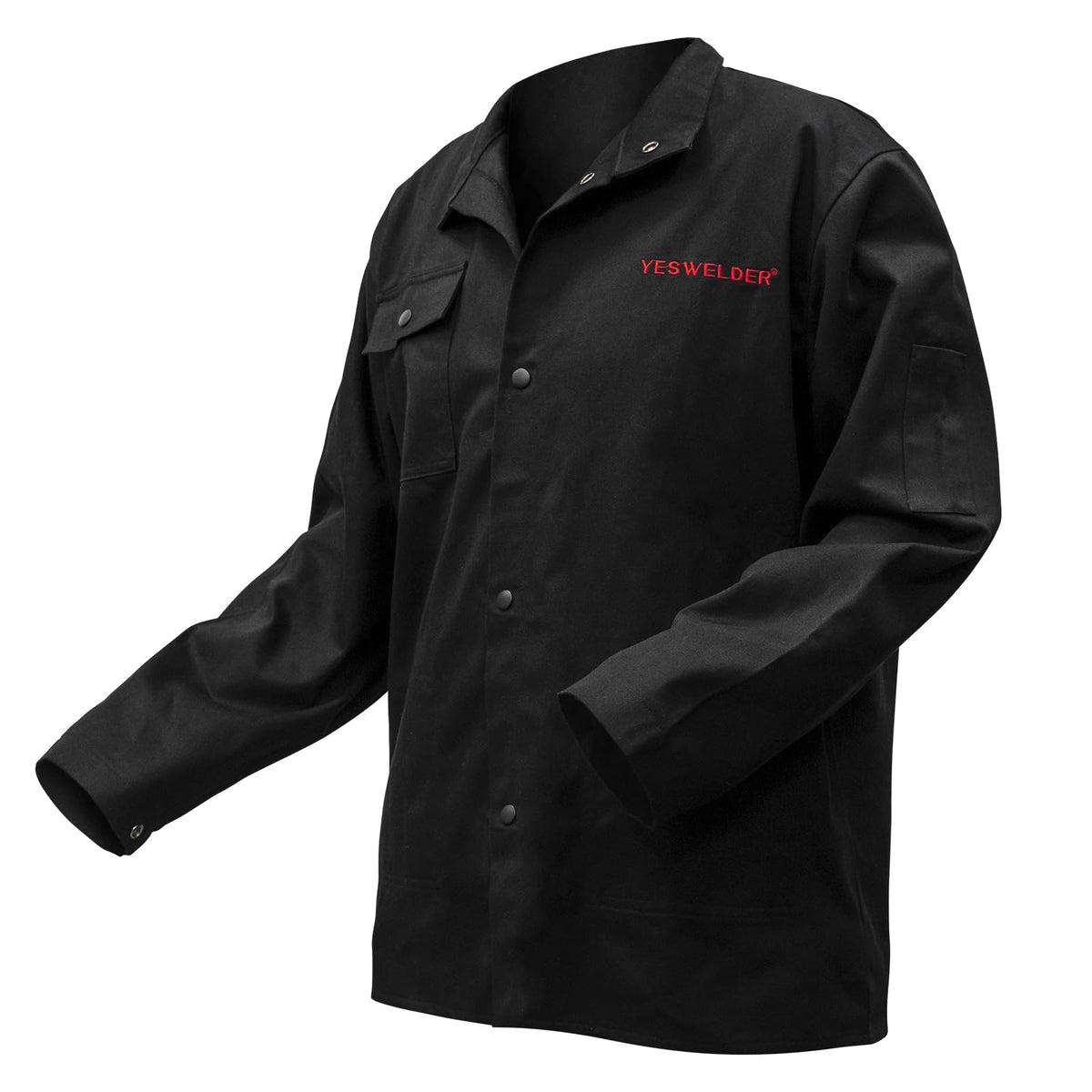 YESWELDER welding jacket with stand-up collar protects the neck during TIG and MIG welding