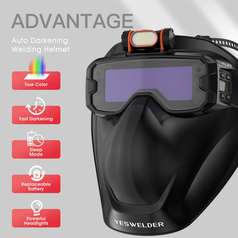 YesWelder wide visor provides clear true color view for precise welds