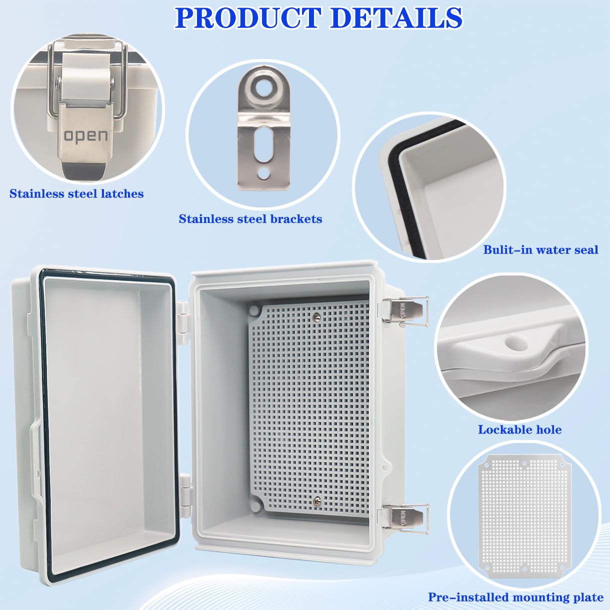 YETLEBOX IP67 weatherproof cover open for quick wiring access.