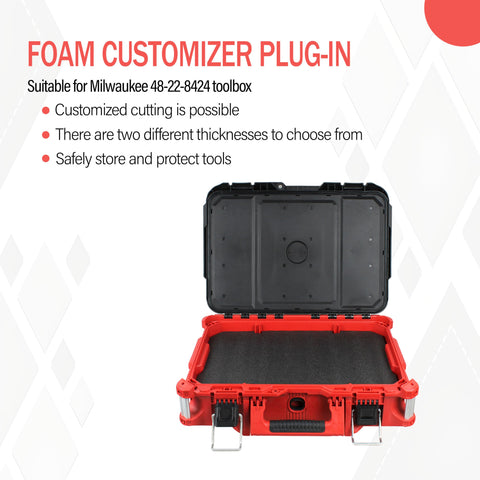 YETTAT foam inserts for Milwaukee Packout 48-22-8424, layered foam detail for depth control.