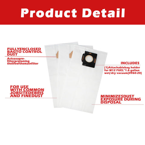 YETTAT three-pack fleece bags ready for fine dust capture and simple disposal