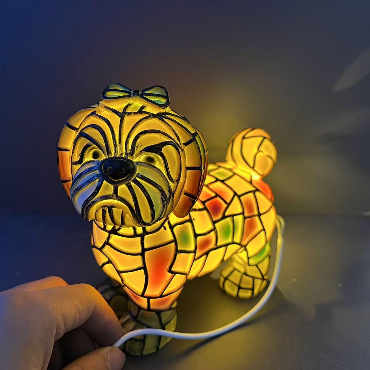 Yevheniy boxer dog lamp brightening a nightstand with playful charm