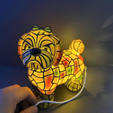 Yevheniy boxer dog lamp brightening a nightstand with playful charm