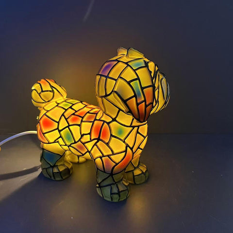 Yevheniy retro stained resin tabletop LED night light displayed on desk