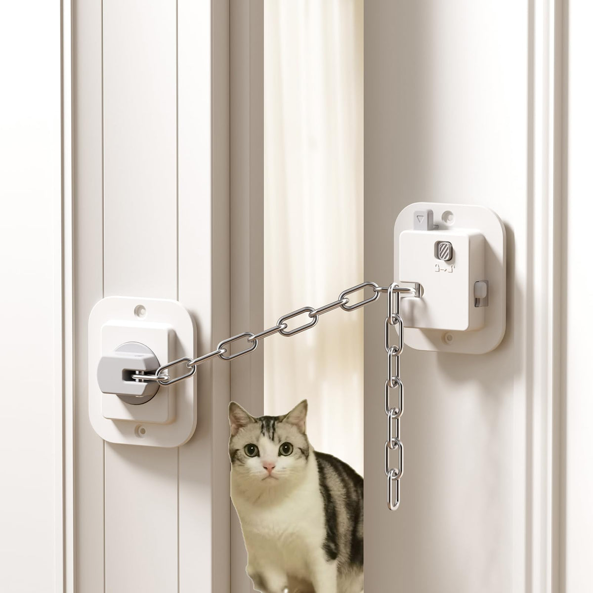 YEYA cat door-latch-stopper with adjustable-strap for flexible opening and easy access