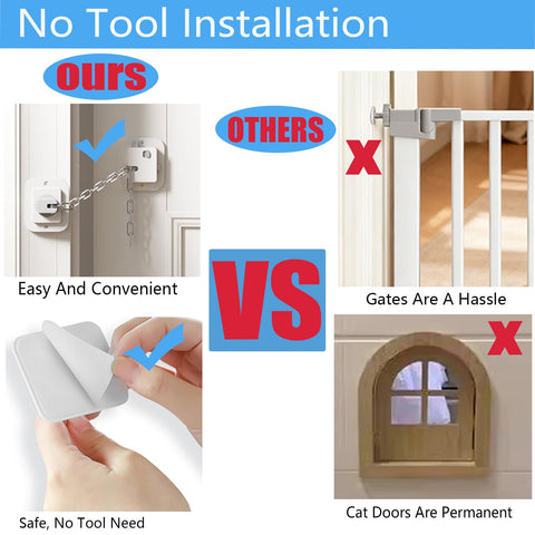 YEYA cat door-prop blocks dogs while cats pass through safely