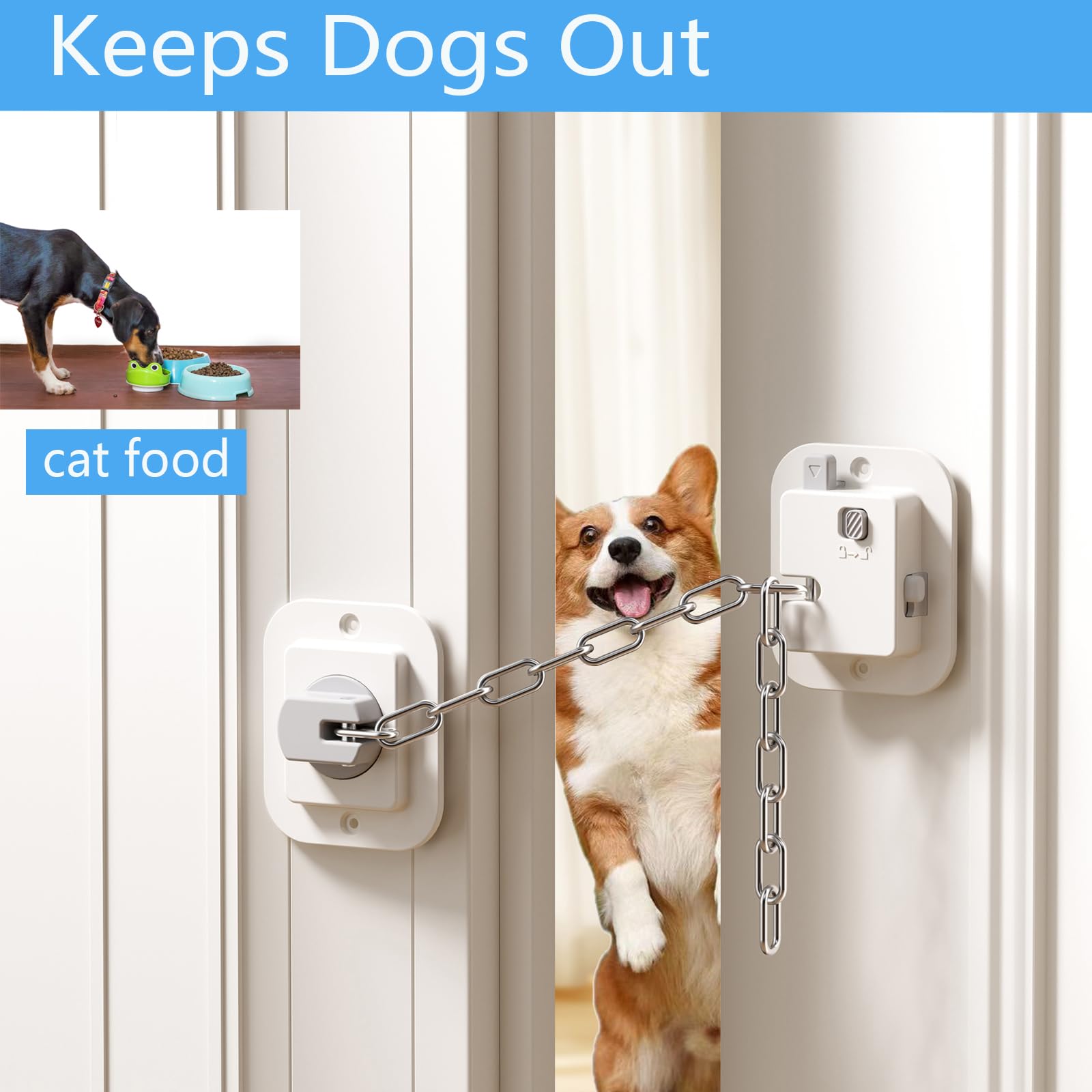 YEYA door prop in use keeps cats in, dogs out.