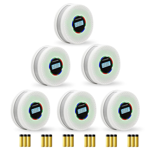 Yfwsrecinoe dual-sensors with LCD display showing CO levels and battery status.