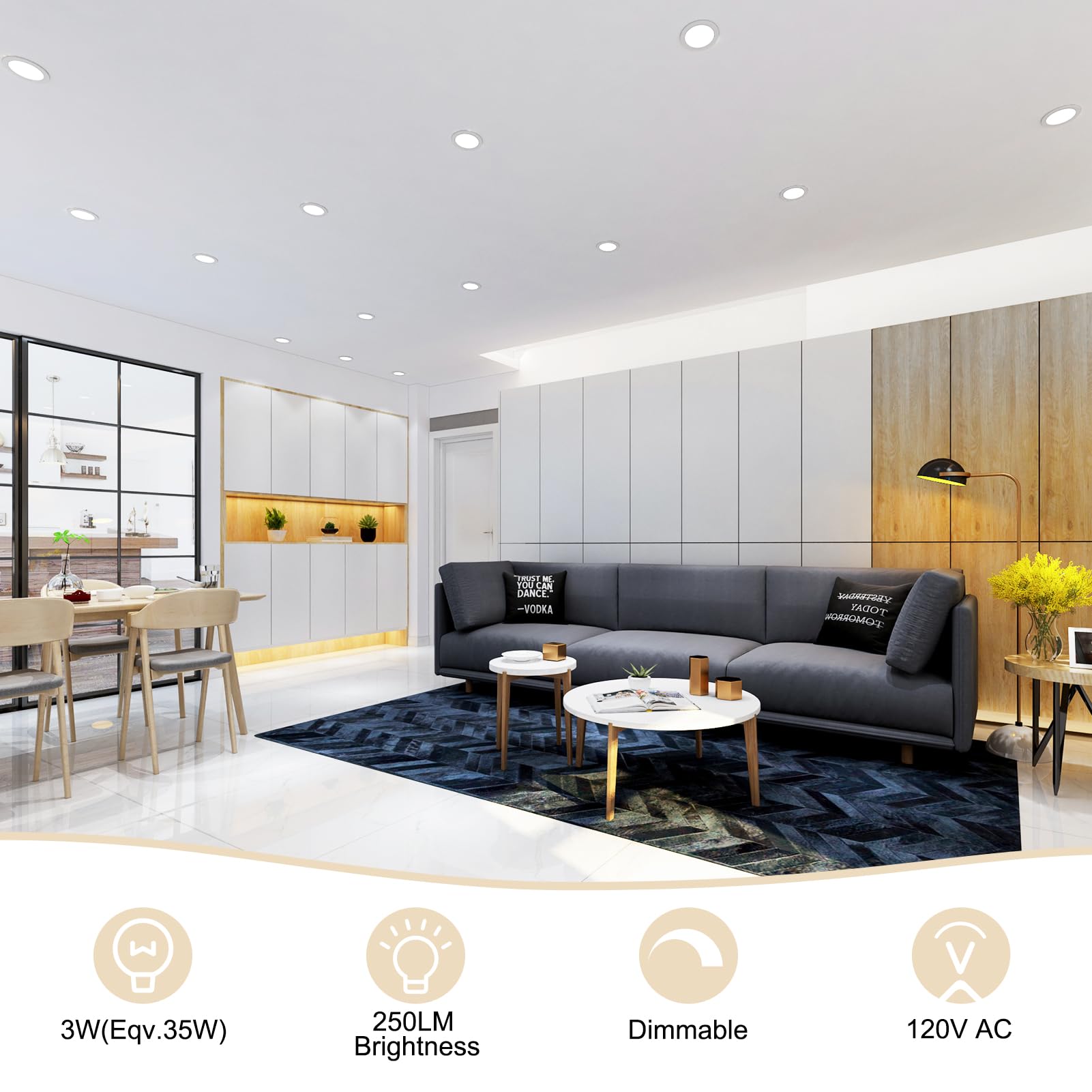 YGS-Tech CRI80+ downlight highlighting true colors in a living room