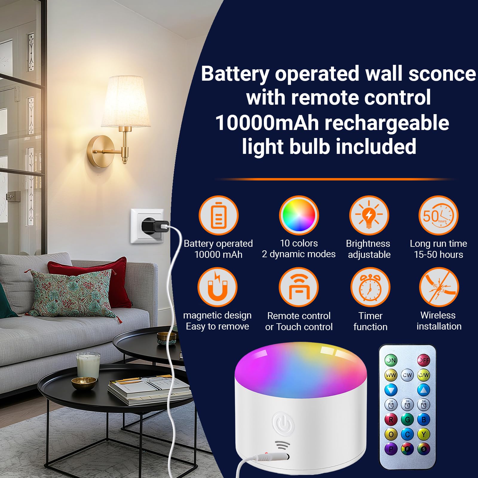 YHCDLAMP 10000mAh rechargeable bulb close-up for long-lasting light