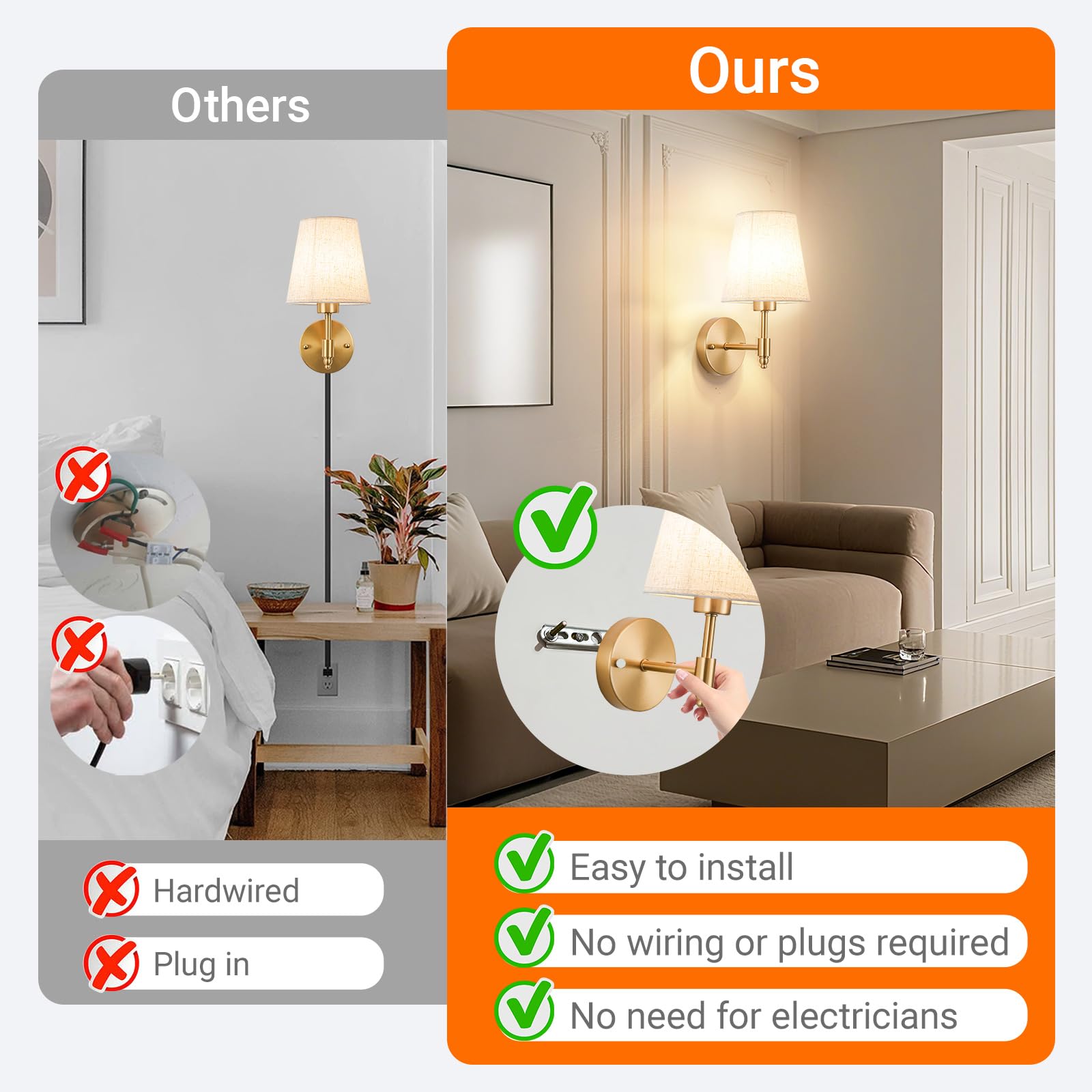 YHCDLAMP easy no-wiring installation with included mounting hardware