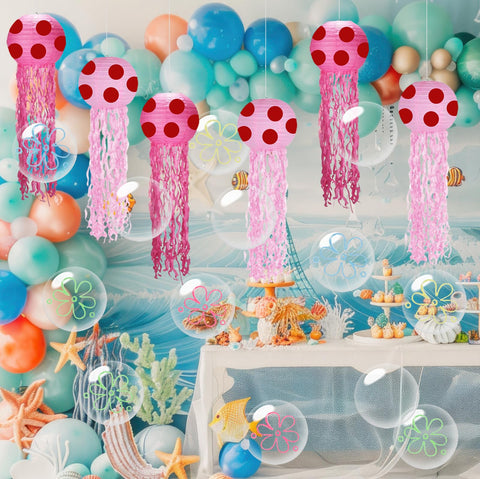 YHJIG 60-piece balloon mix for complete ocean-themed party styling.