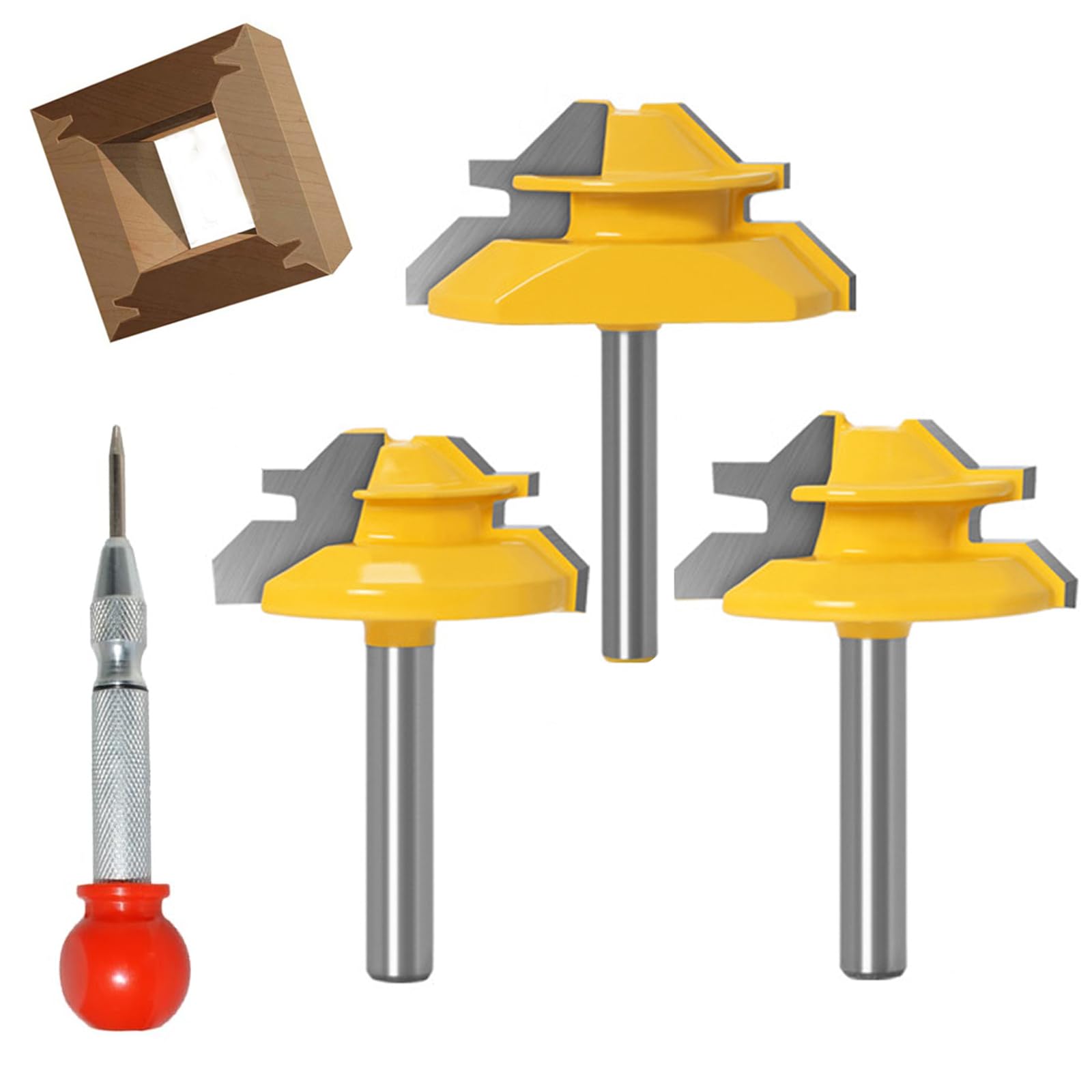 YHSITFNG 1/4 inch shank 45 degree lock miter bit for precise joints