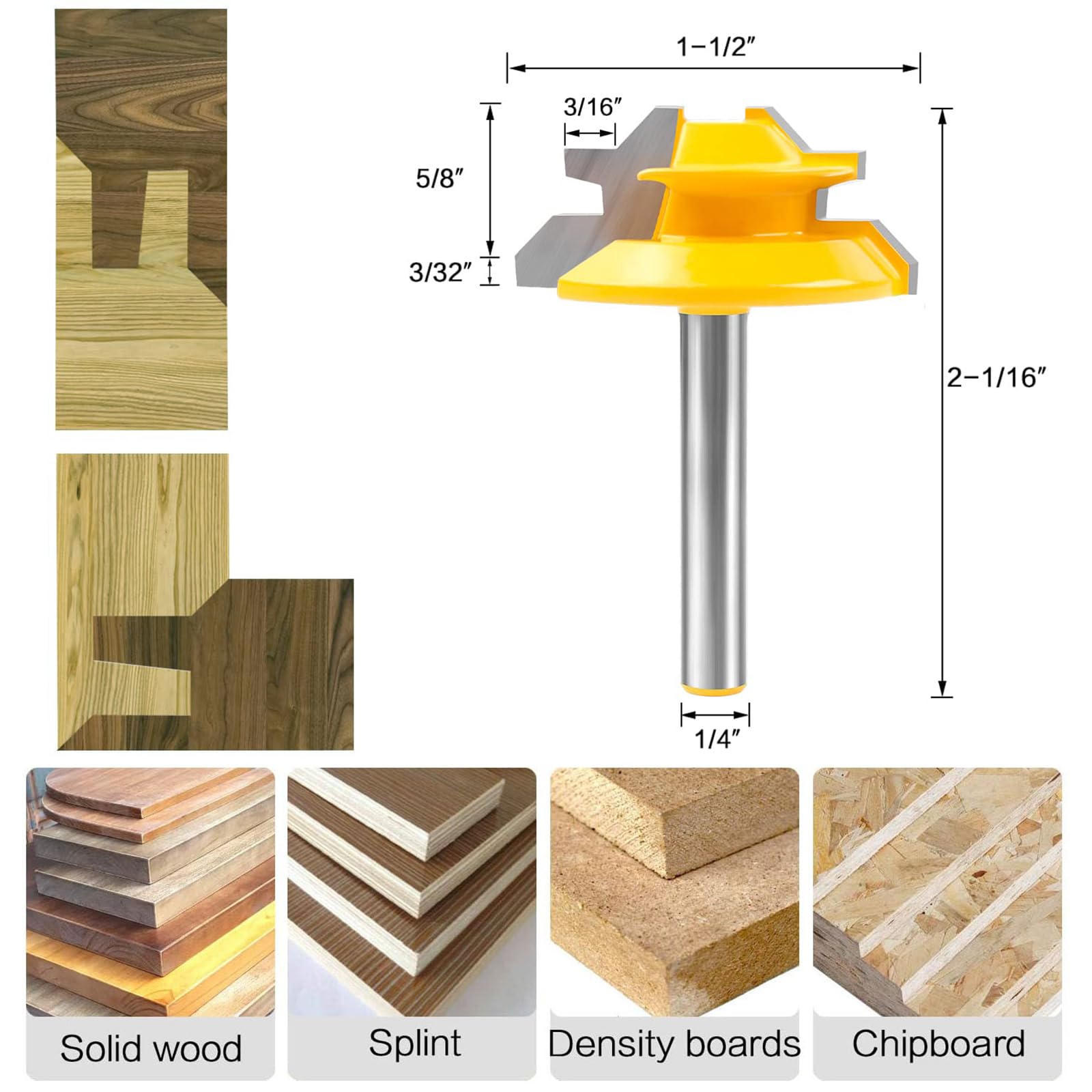 YHSITFNG lock miter bit 5/8 inch cutting height for cabinet corners