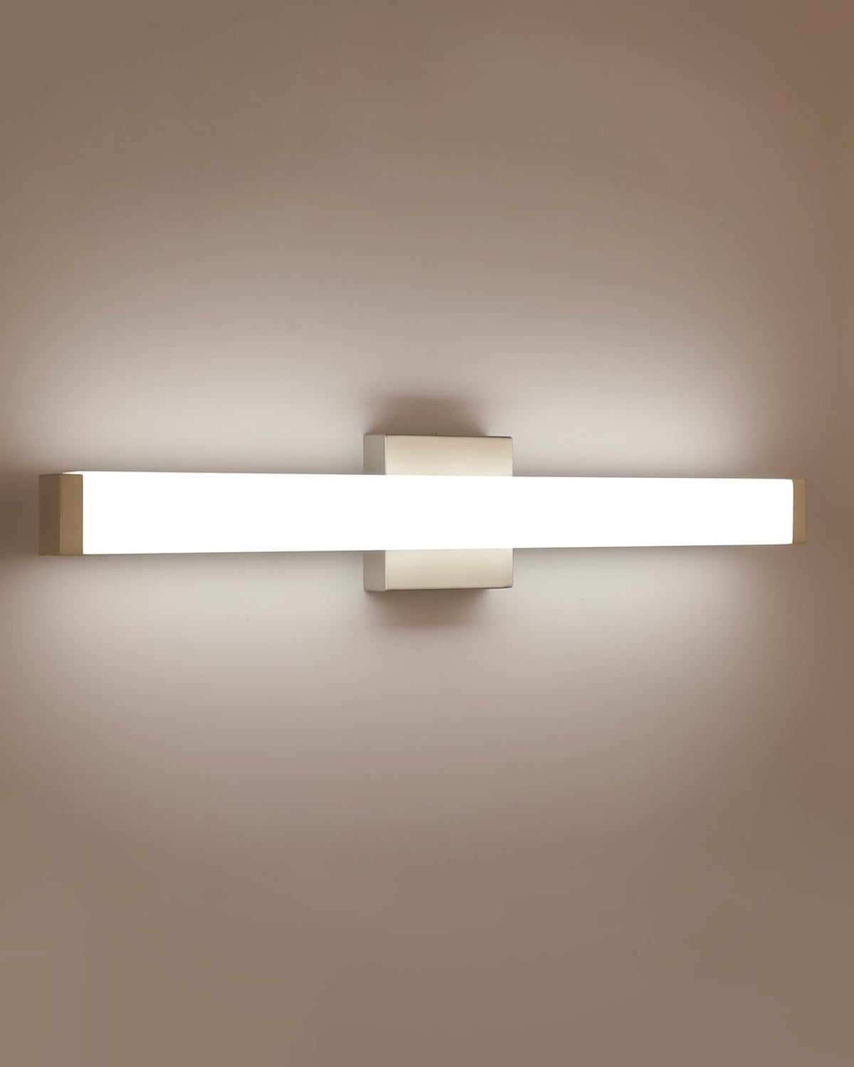 YHTlaeh bathroom light 24in brushed nickel enhances mirror visibility for grooming.