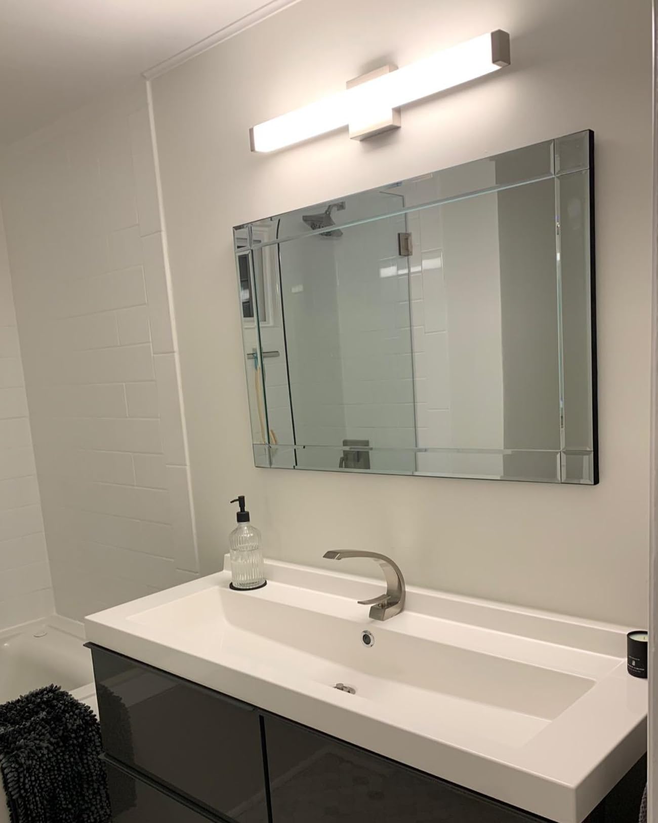YHTlaeh makeup vanity lighting over mirror for precise grooming tasks.