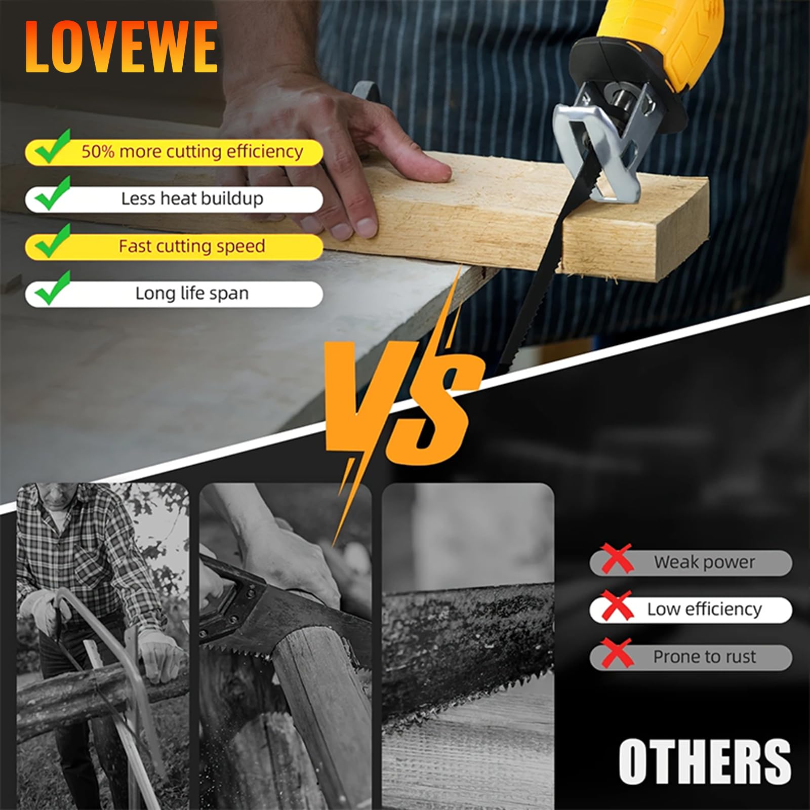 YHTQX versatile cutting handles metal, PVC, and wood with the 23mm stroke.