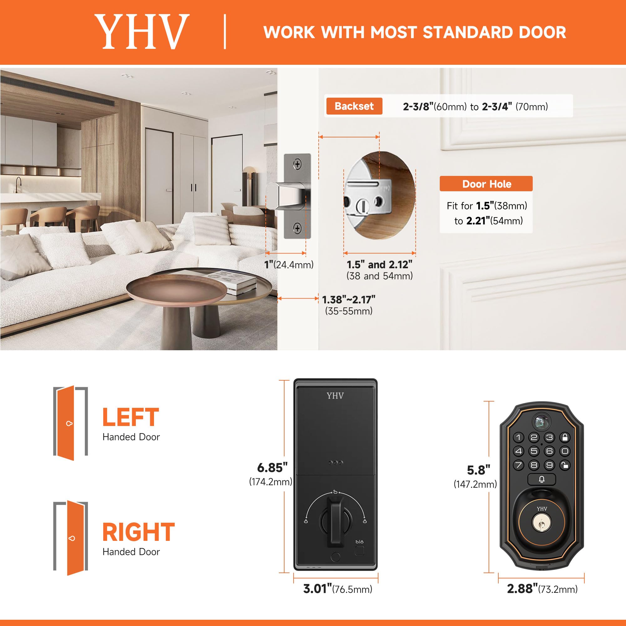 YHV stores up to 50 fingerprints and passwords.