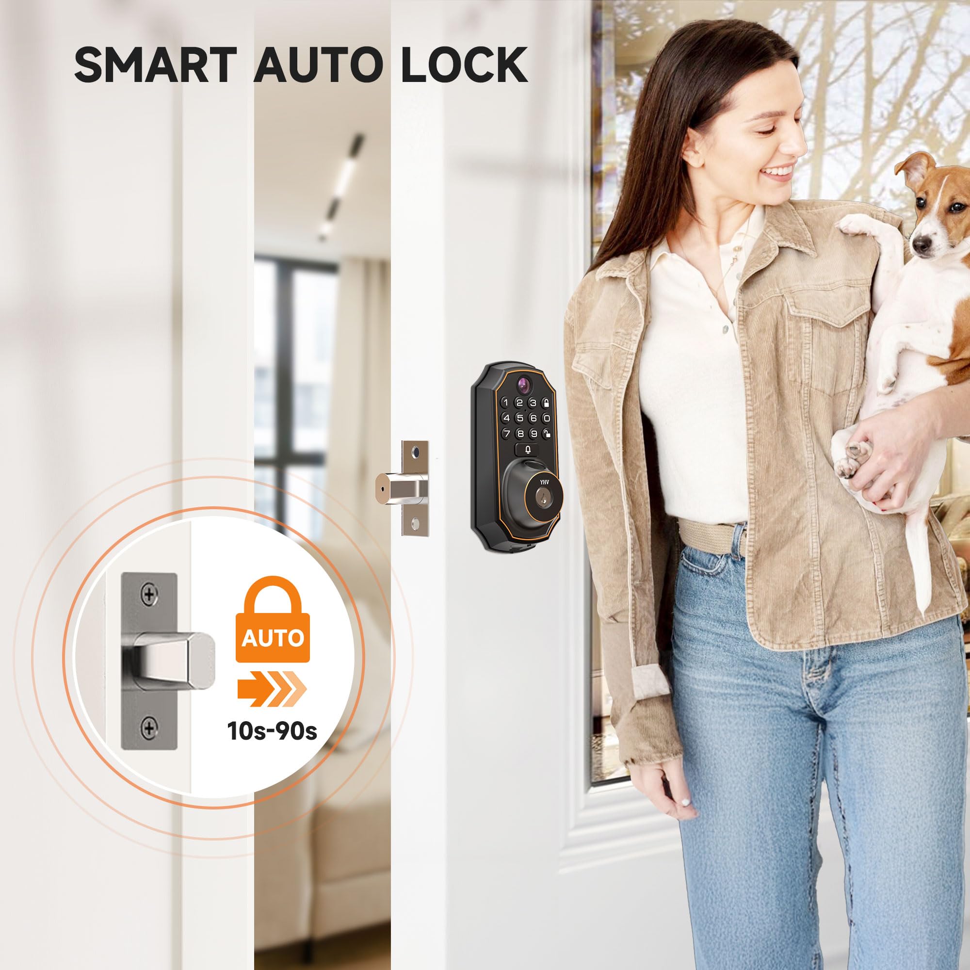 YHV auto‑lock timer secures doors after a set delay.