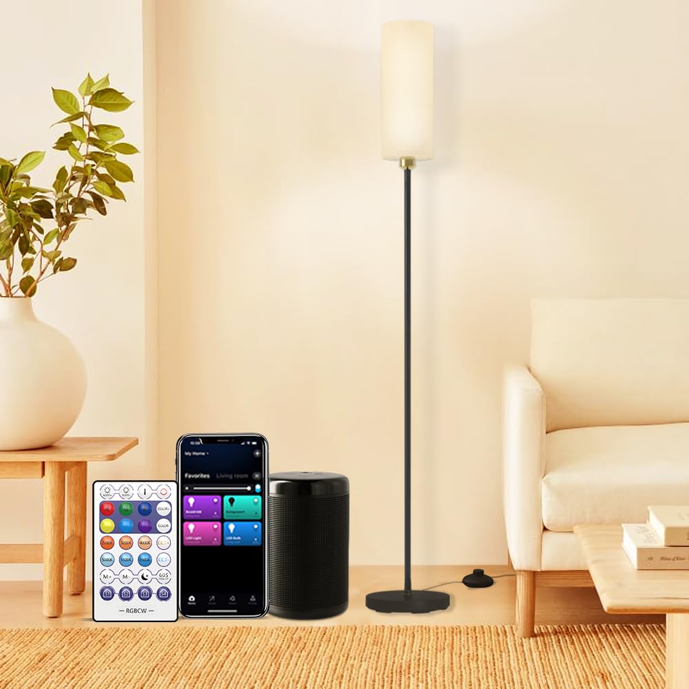 YHW floor lamp with Alexa and Google control and remote for hands-free lighting