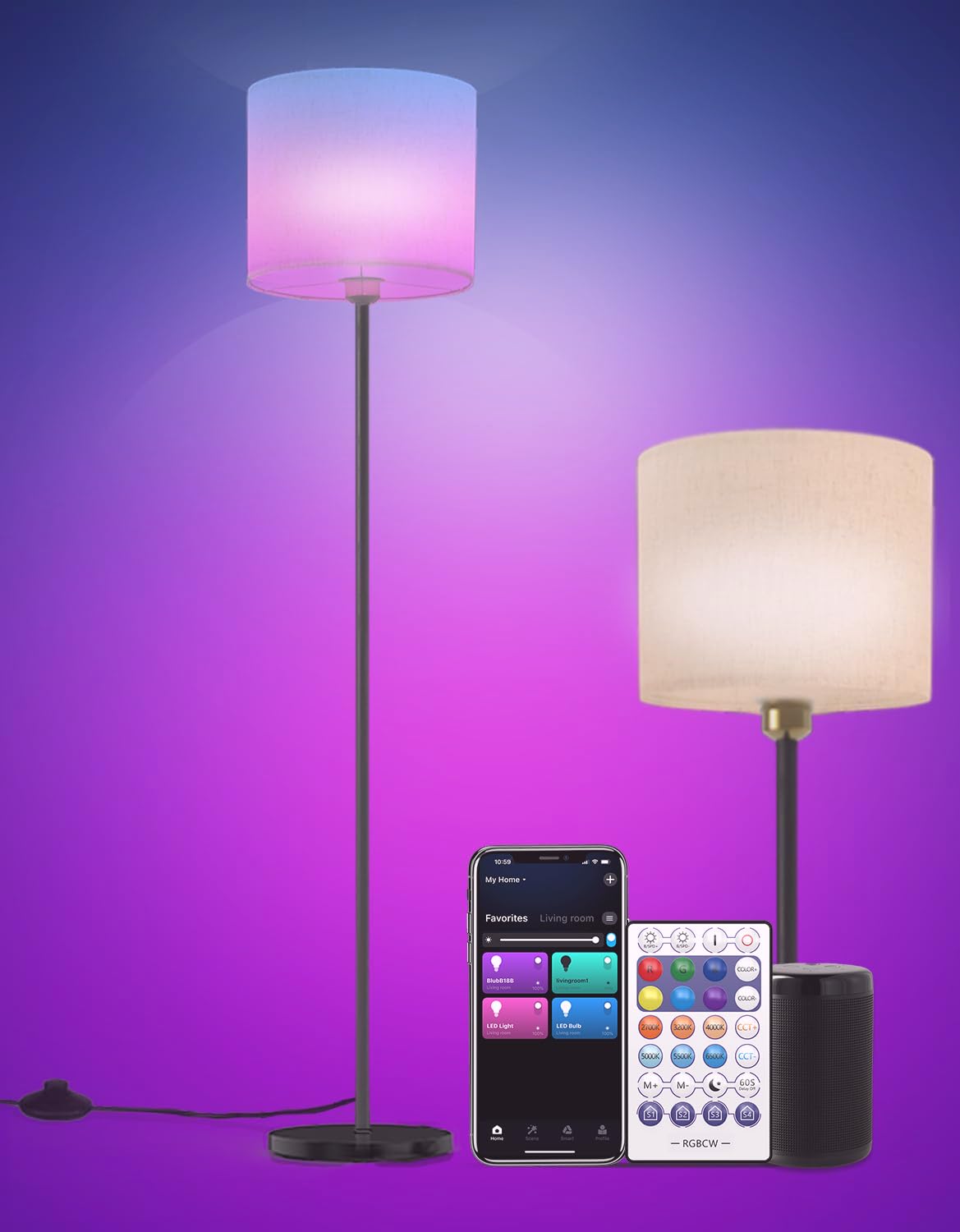 YHW floor lamp with Alexa and Google voice control for hands-free lighting