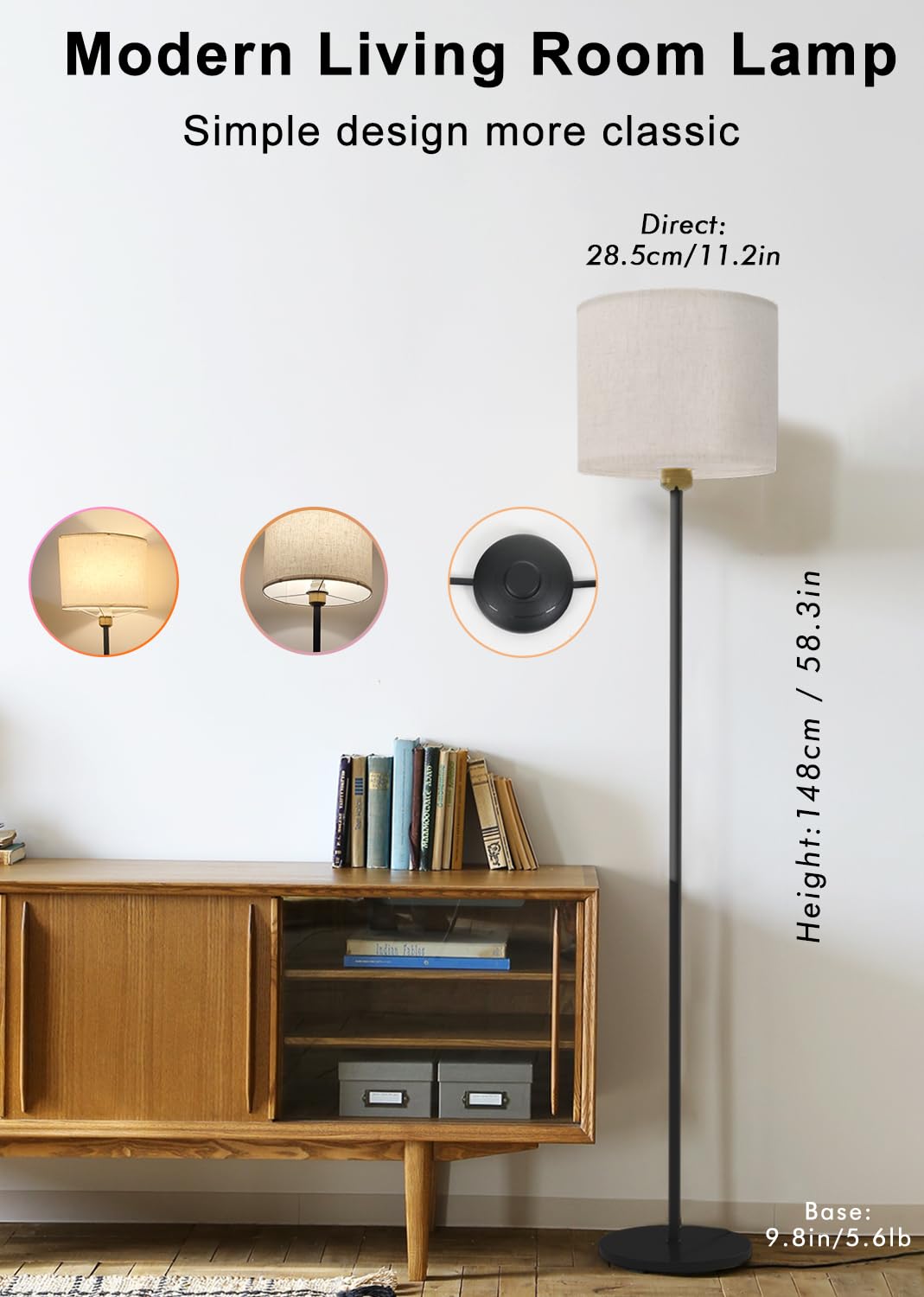 YHW modern design with black rod and sturdy base fits contemporary spaces