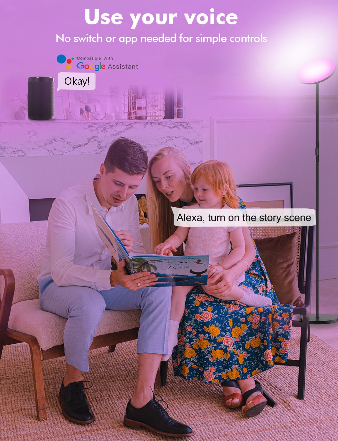 YHW floor lamp remote scene control lets you switch mood presets quickly.