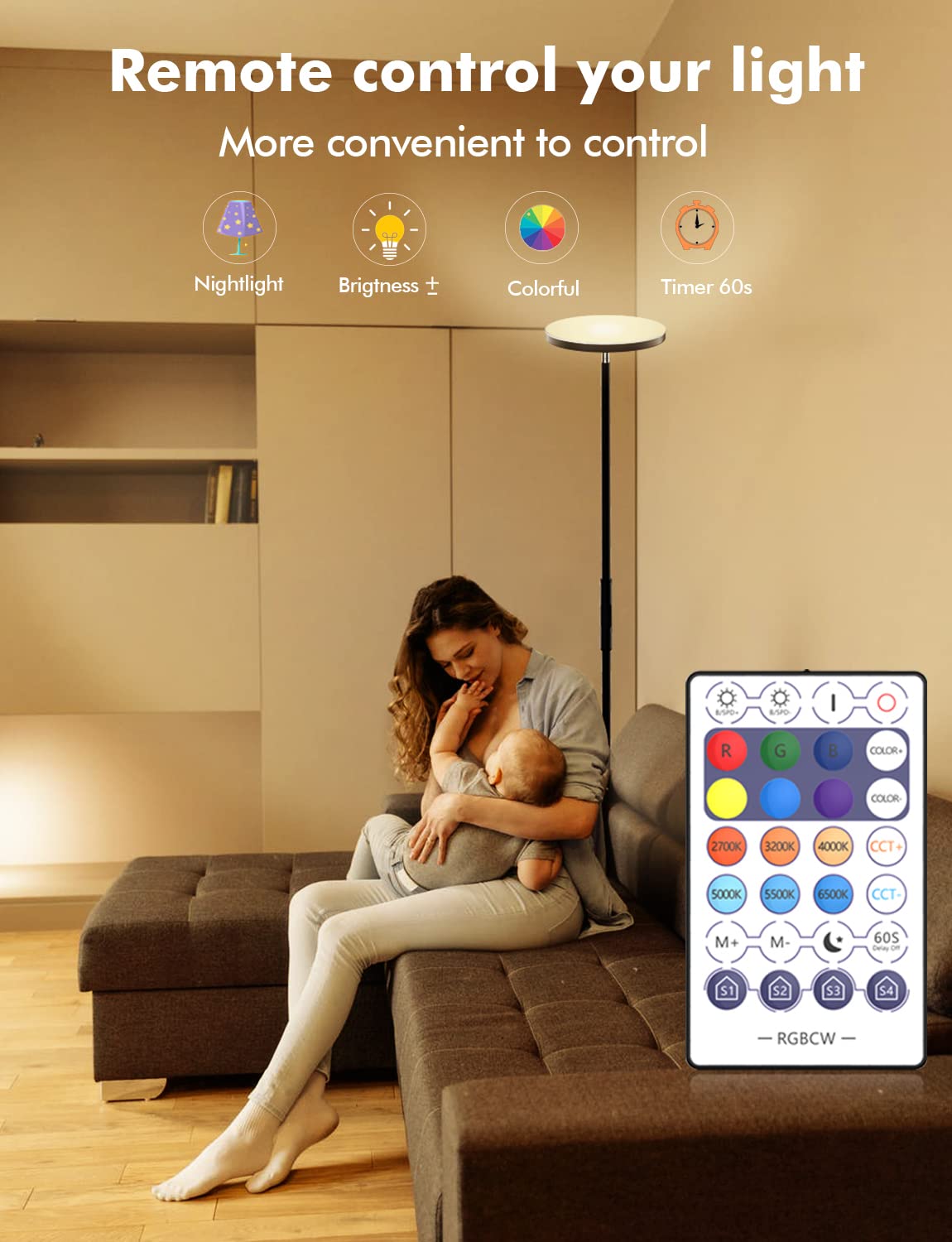 YHW floor lamp with stable base keeps children and pets safe.