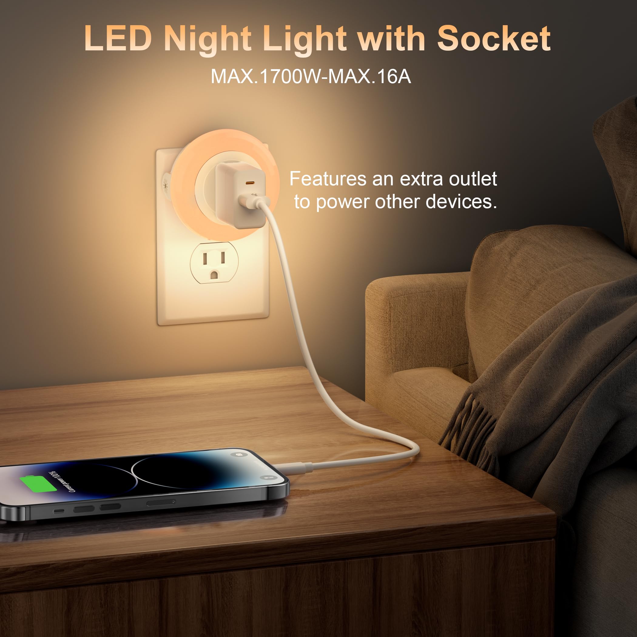 YiaMia dusk-to-dawn sensor activates at night for safe passage