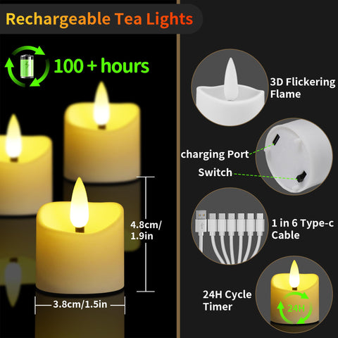 YiaMia LED tea light with 3D flame for cozy, safe ambience.