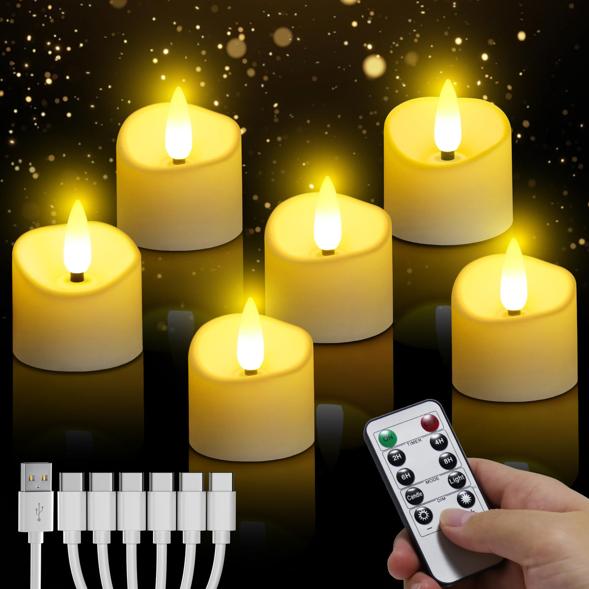 YiaMia rechargeable tea lights with remote for versatile indoor decor.