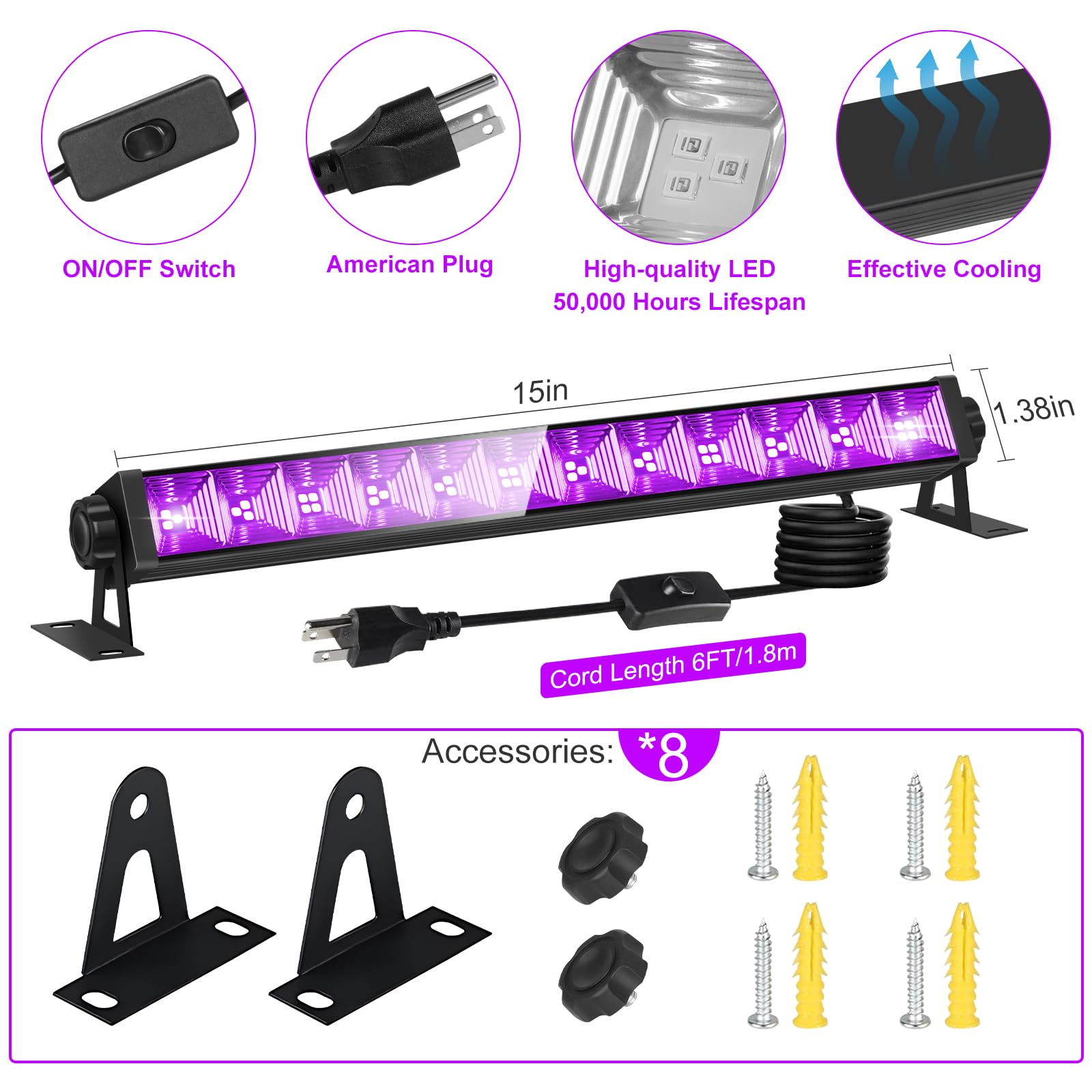 YIAYETOG adjustable 360-degree bracket enables flexible angling for optimal glow.