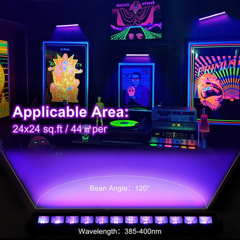 YIAYETOG black light bar with 6ft cord highlights quick setup for home glow parties.