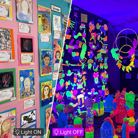YIAYETOG Halloween glow art with black light bar for dramatic scenes.