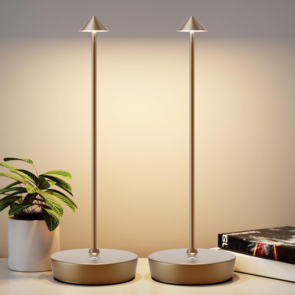 YIBEN 2Pack cordless table lamp set shown for easy setup and portability