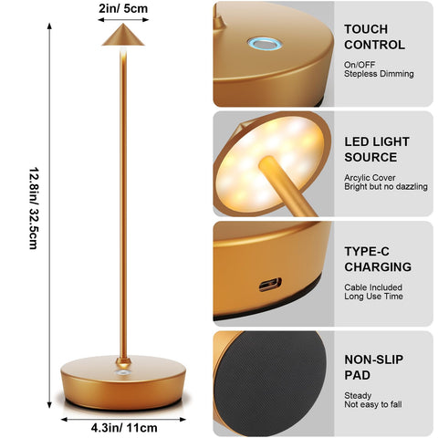 YIBEN 2pack gold lamps box contents with cables and user guide.