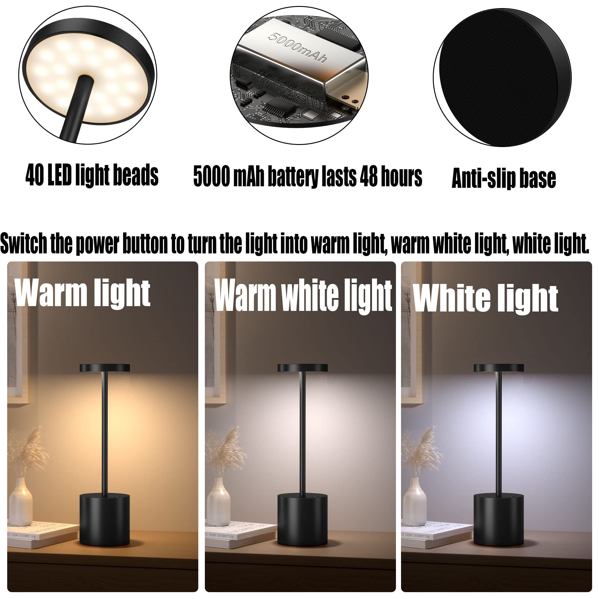 YIBEN portable desk lamp stands tall at ten and a quarter inches.