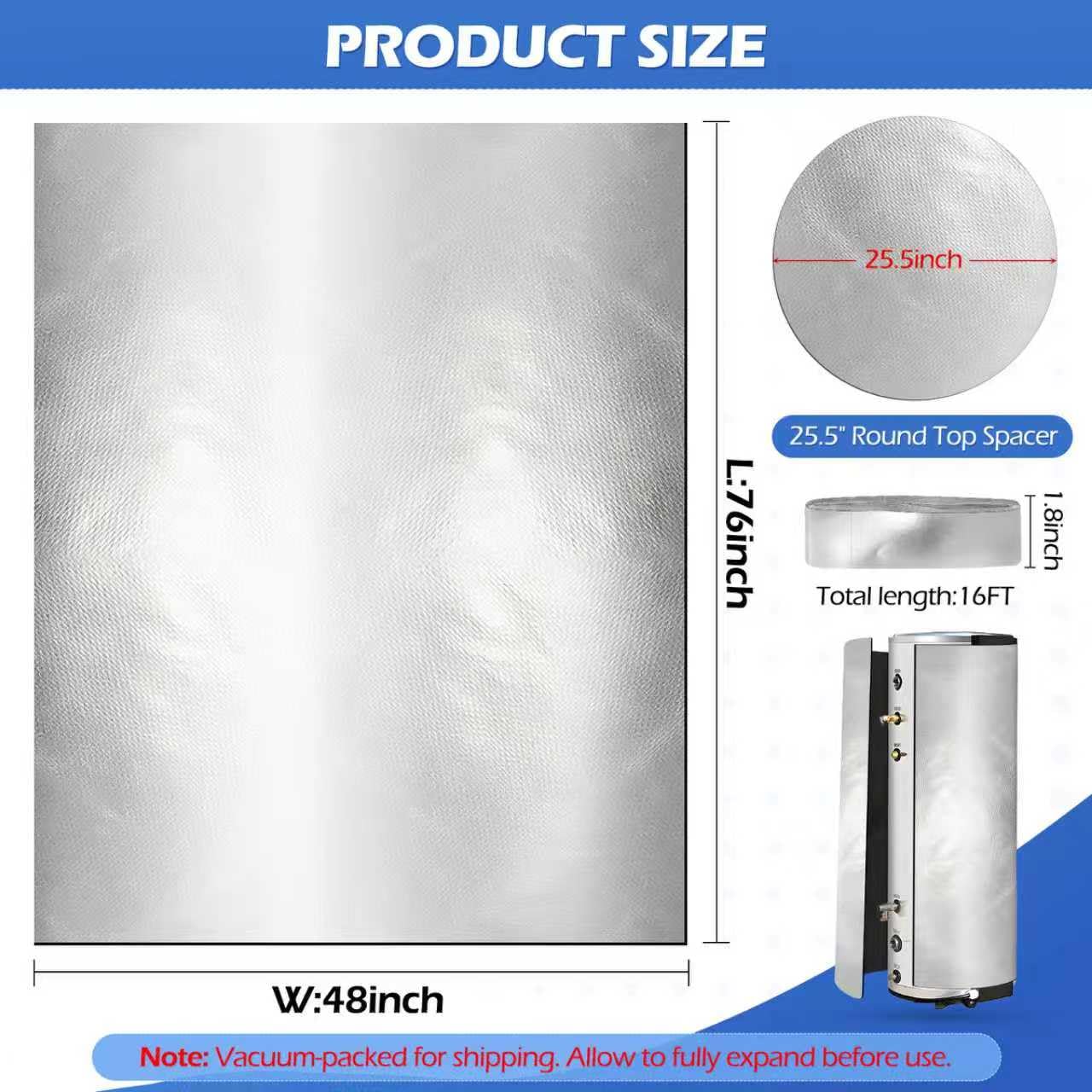 YIBOBO round top spacer 25.5 inches supports precise fit during setup.