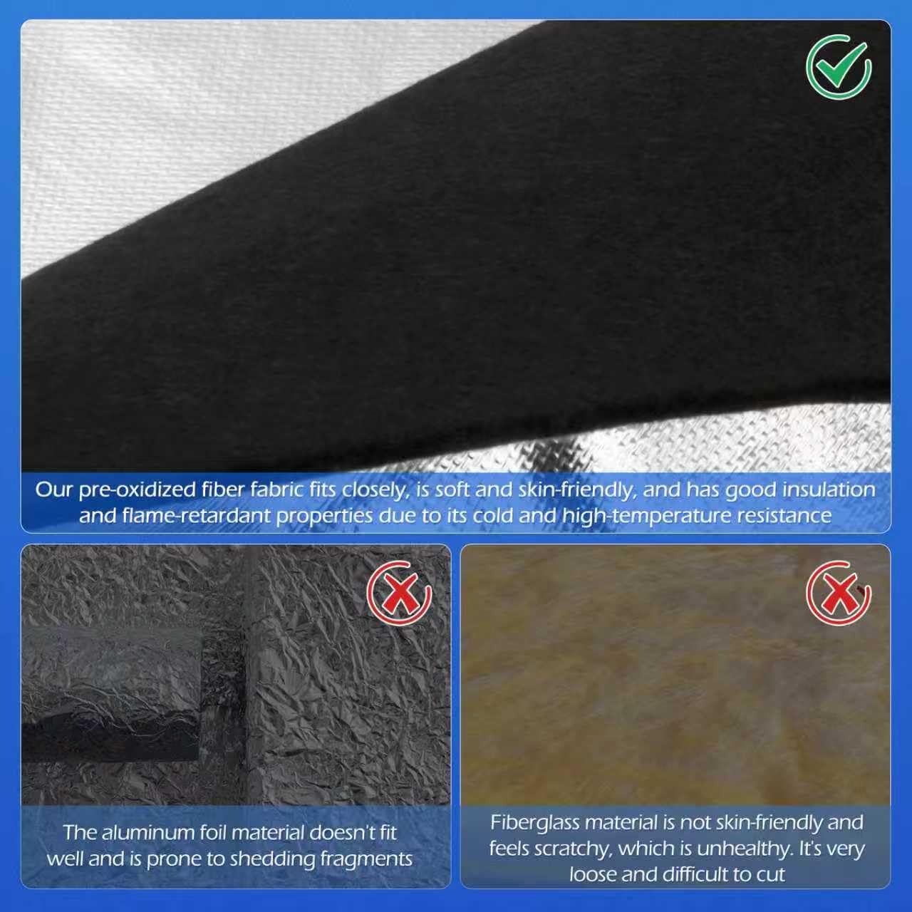 YIBOBO soft pre-oxidized fiber close-up shows durable, skin-friendly texture.