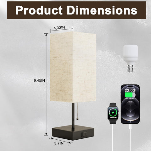 Metal base and fabric shade minimize glare and add style.