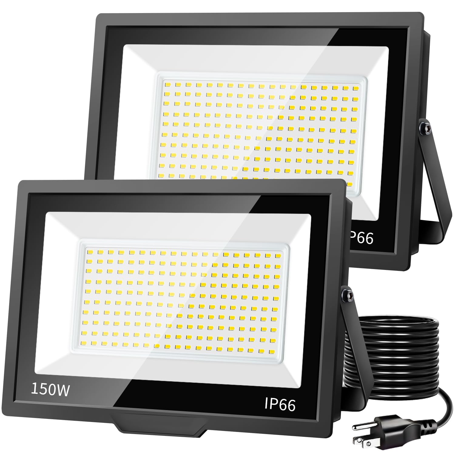YIEELOG 150W LED flood light front view showing wide outdoor illumination