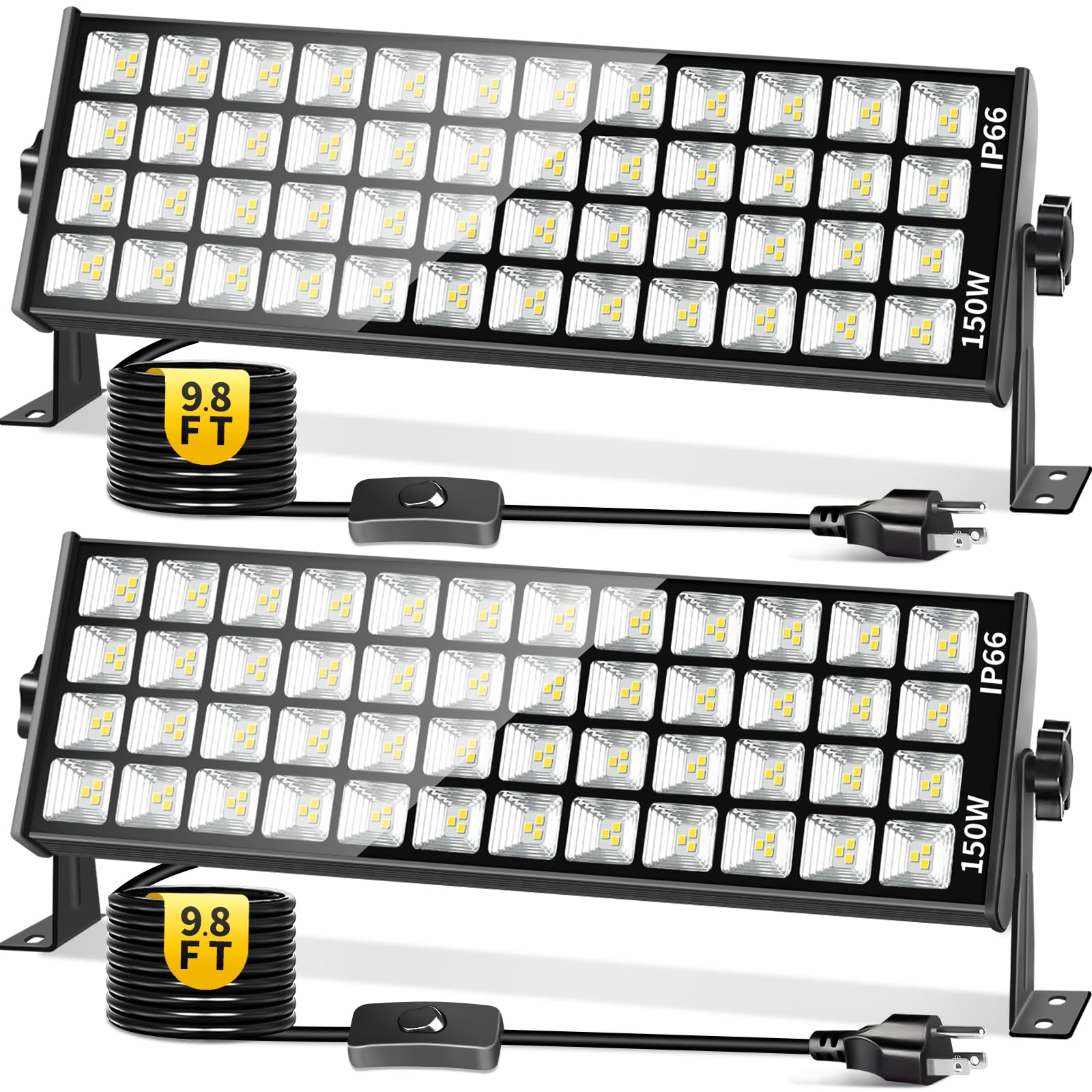 YIEELOG 150W LED Shop Light front view, ultra-bright daylight illumination for workshops and garages