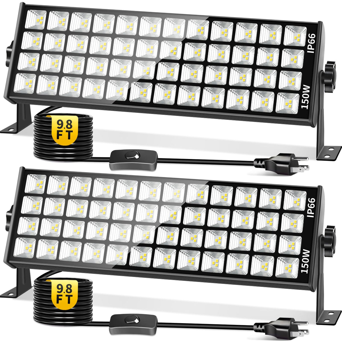 YIEELOG 150W LED Shop Light front view, ultra-bright daylight illumination for workshops and garages
