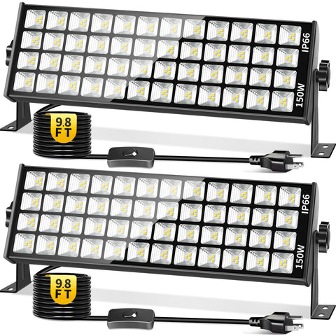 YIEELOG 150W LED Shop Light front view, ultra-bright daylight illumination for workshops and garages