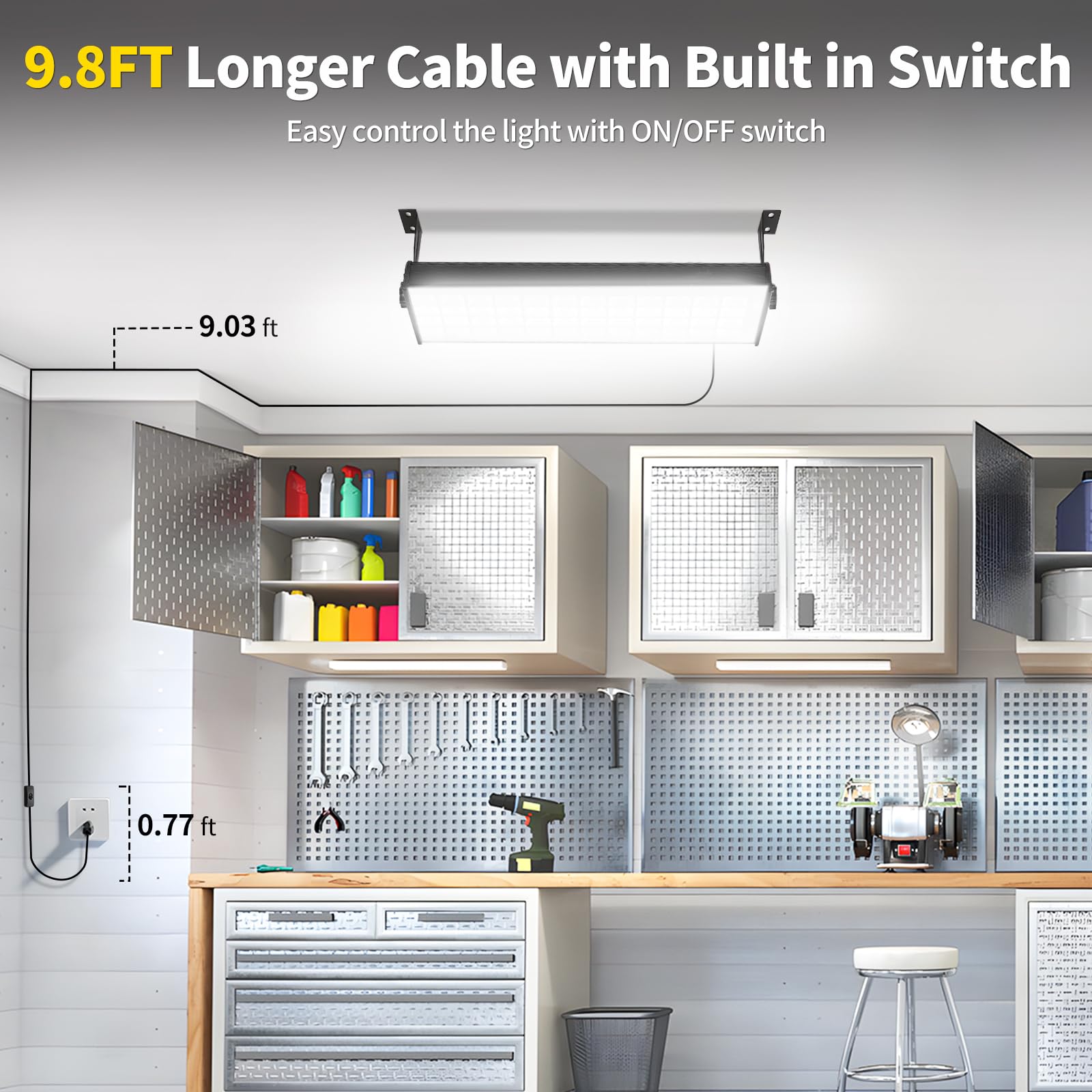 YIEELOG 150W LED Shop Light mounting brackets close‑up, sturdy installation options